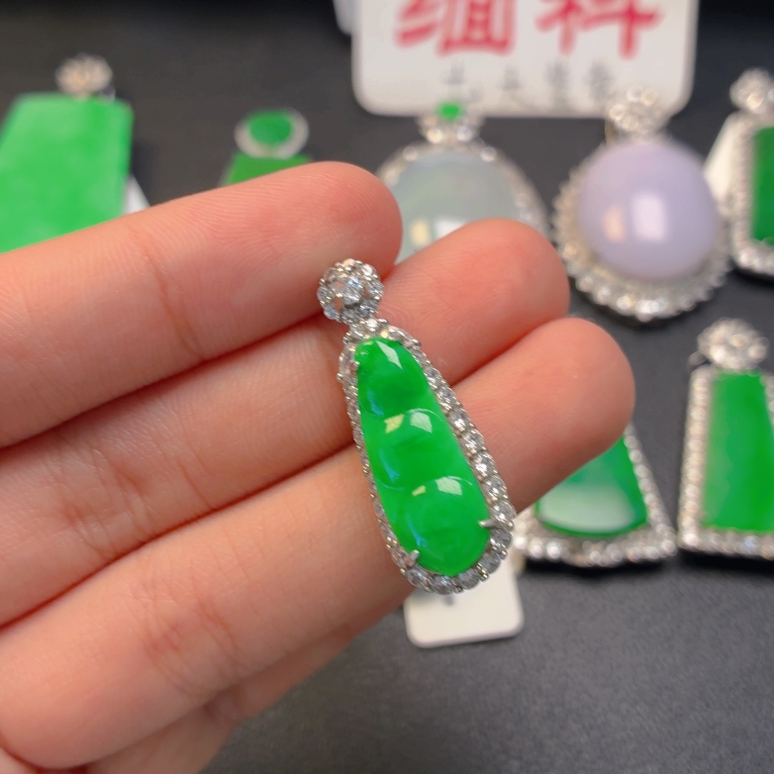 翡翠银S925镶嵌吊坠(不含链)