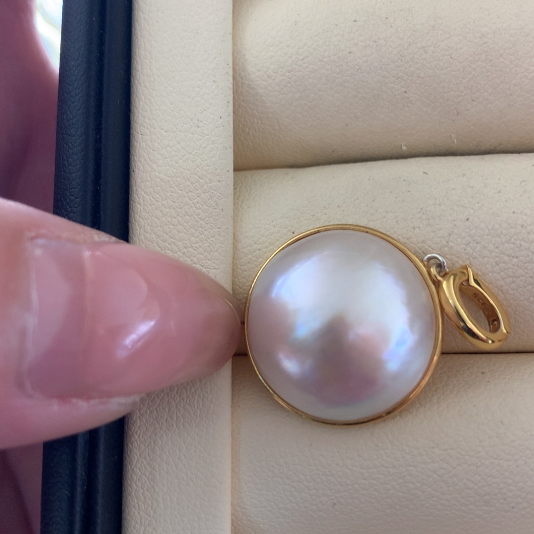 颈饰银S925镶嵌拼合珍珠（马贝珠）