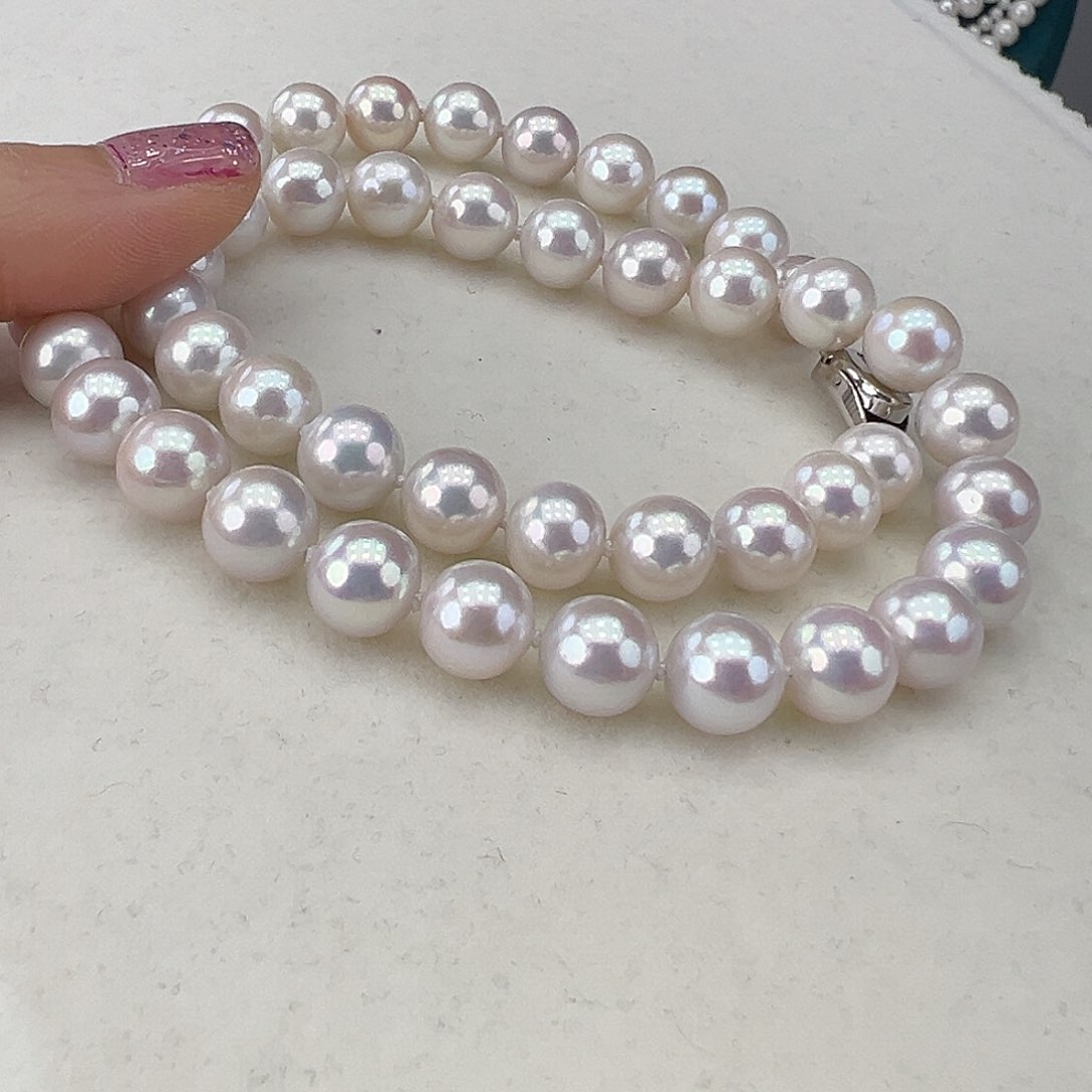 淡水珍珠颈饰银S925镶嵌➕9-9.5高品极光天女粉
