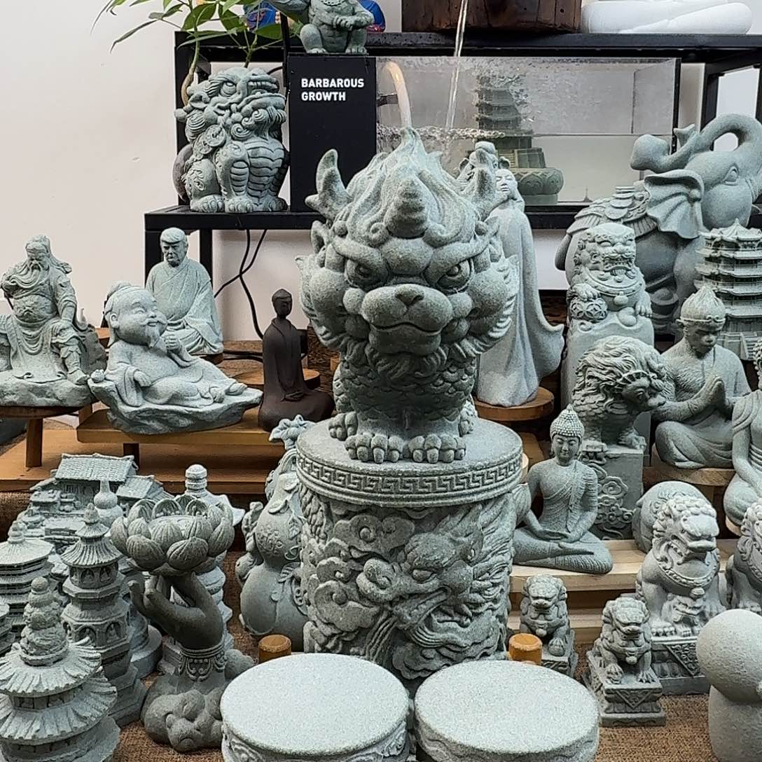 石材青砂石站着貔貅两个