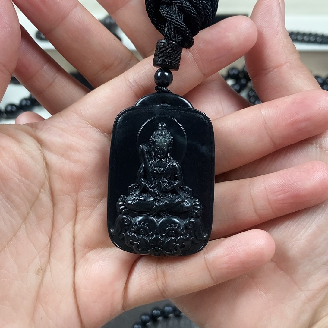 和田玉（墨玉）文殊俏色巧雕未镶嵌易****远