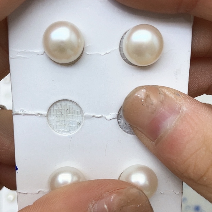 淡水珍珠耳饰银S925镶嵌@*勉