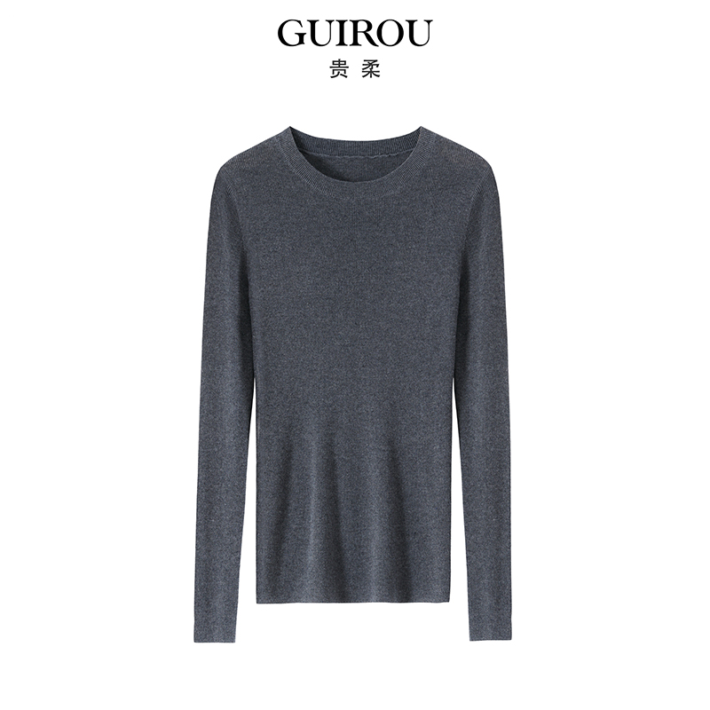 精纺可机洗面膜衣圆领羊毛针织打底衫女2025新保暖修身内搭上衣