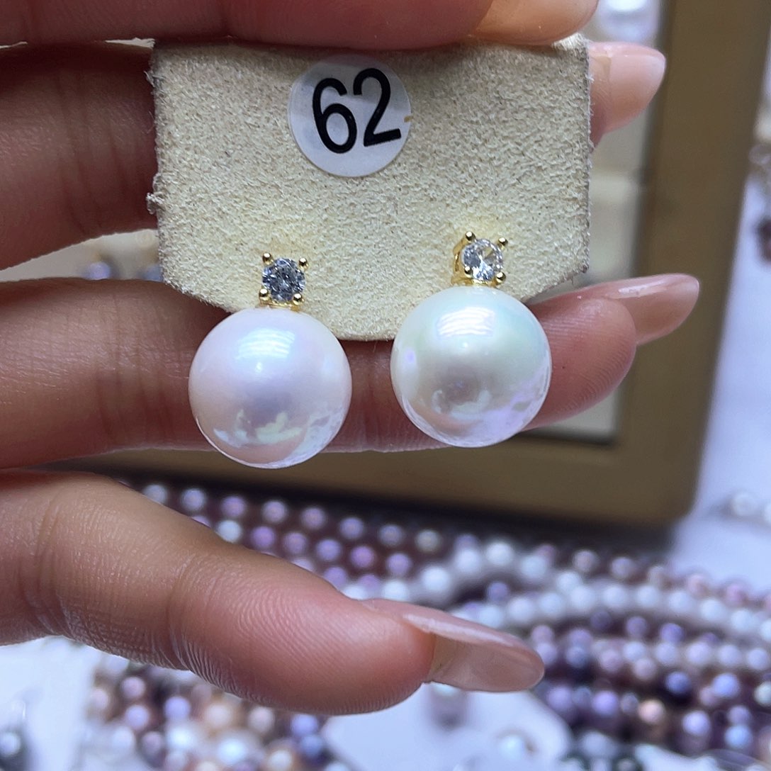淡水珍珠耳饰银S925镶嵌