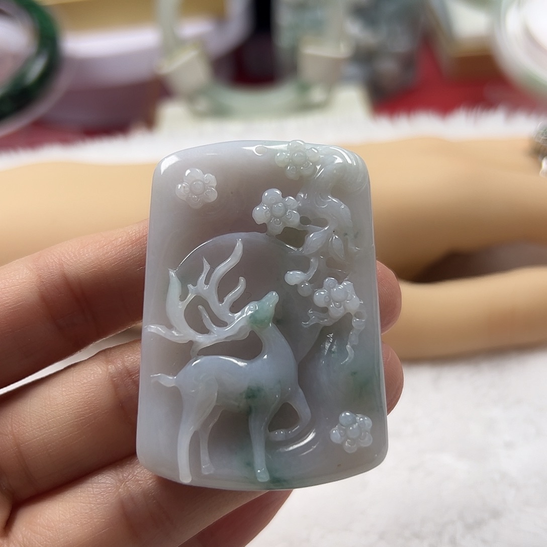 颈饰未镶嵌翡翠缅甸天然翡翠一路生花