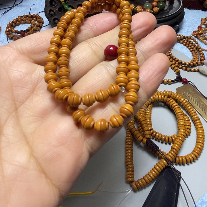 橄榄核手串/手链直径6毫米金饭碗双圈手链