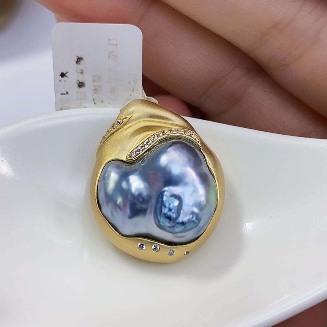 海水珍珠特价不退不换澳灰吊坠银S925镶嵌