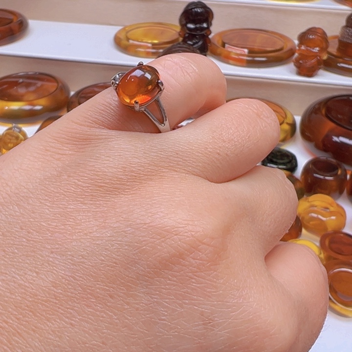 琥珀戒指未镶嵌天然缅甸琥珀戒指