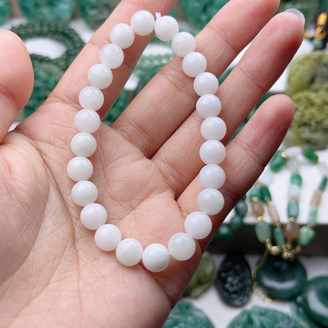 独山玉手串未镶嵌夏****花