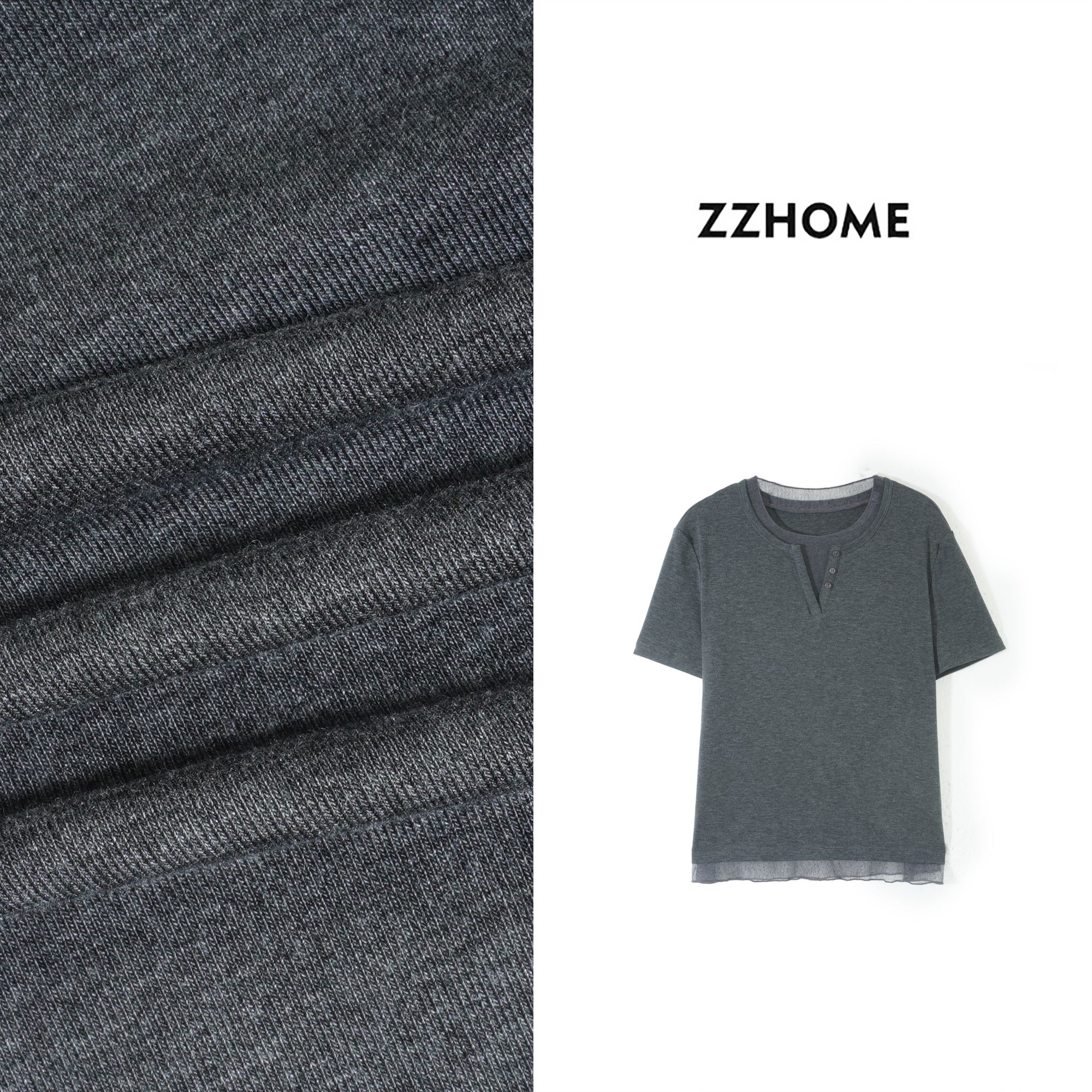 ZOZO HOME | 非常规基础格雷系拼纱设计感轻薄凉感T恤q173825p