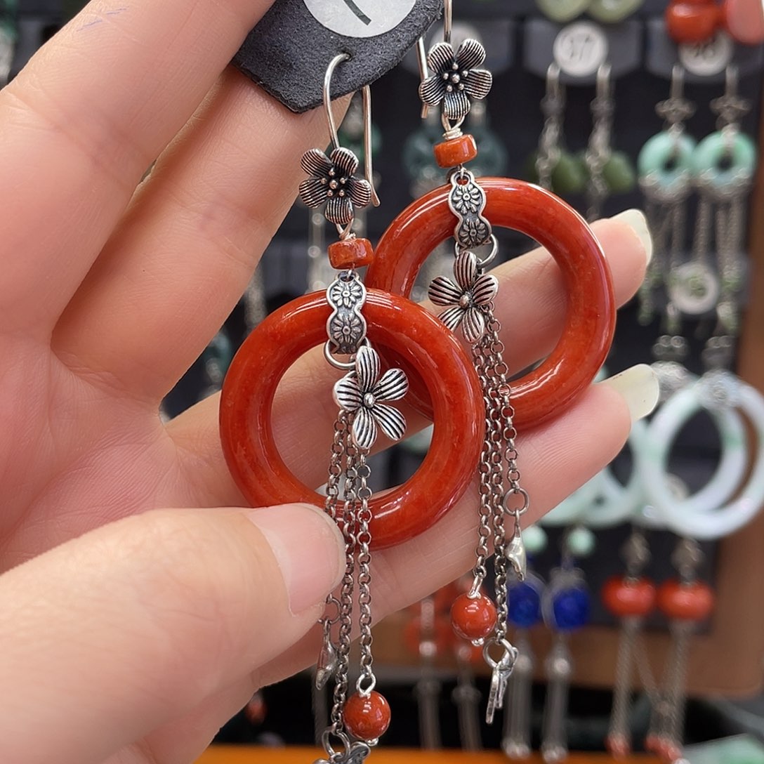 翡翠银S925镶嵌耳饰清*?067shihjhhh