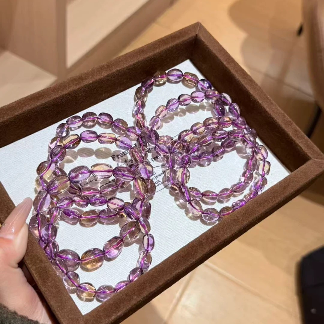 晶挖挖天然玻利维亚紫黄晶水晶手串（双色）高净（6521）多样性发其一