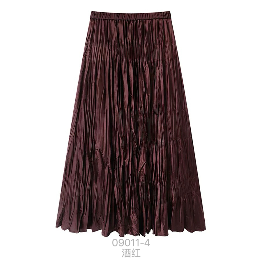 09011-4 WANGDAN  新款韩版百搭褶皱A字半身裙