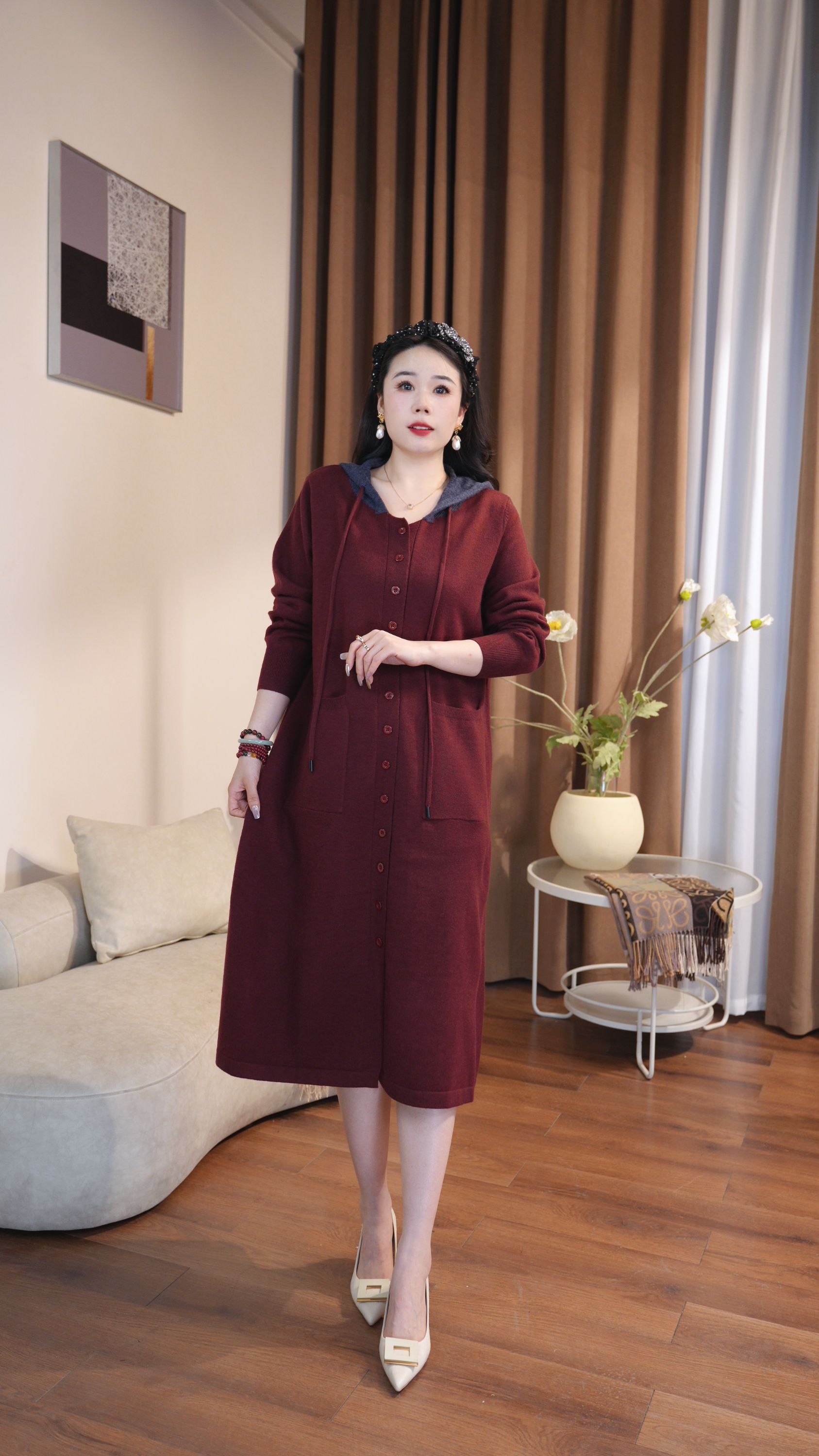 【今彩家】3073 真门襟假两件设计款时尚气质秋冬轻奢针织连衣裙