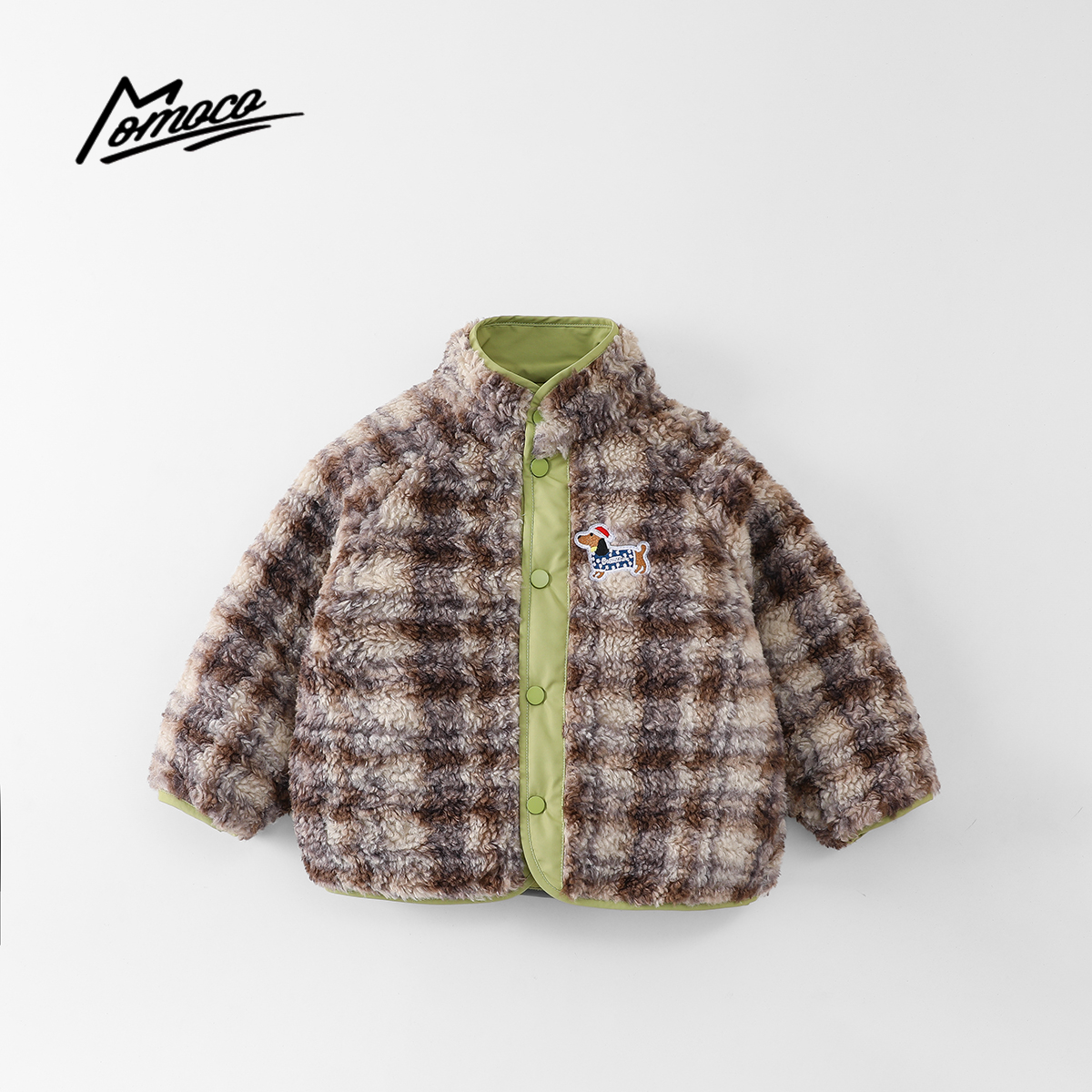 MOMOCO冬季新款男童可爱印花潮流百搭双面穿棉服外套77430107050