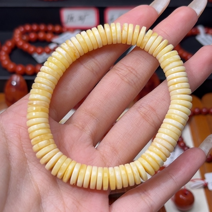 语***表蜜蜡未镶嵌手链精工直切药片8.5mm