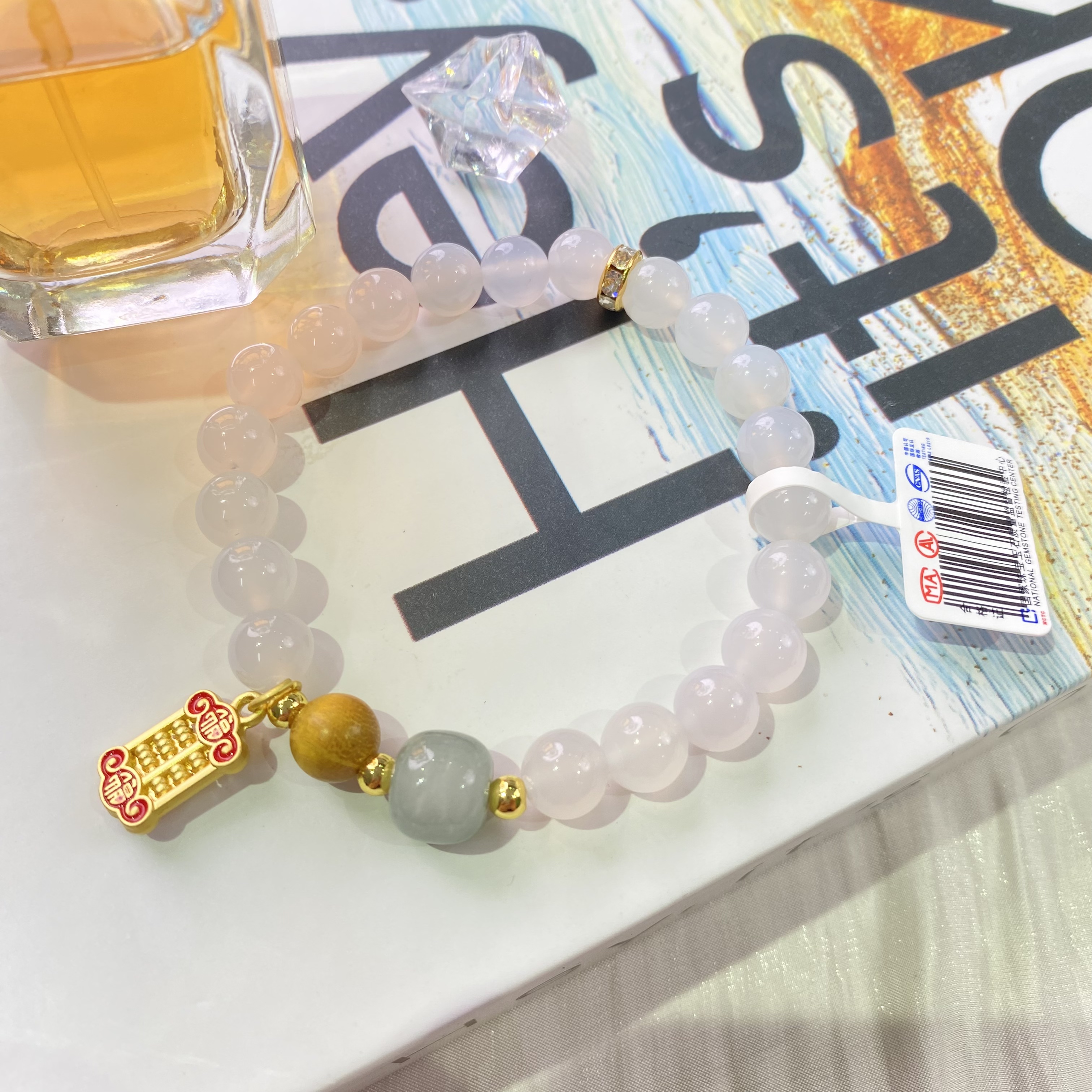 白色玛瑙卡8手链圆珠单圈多圈素圈设计定制多样性发其一YD1040