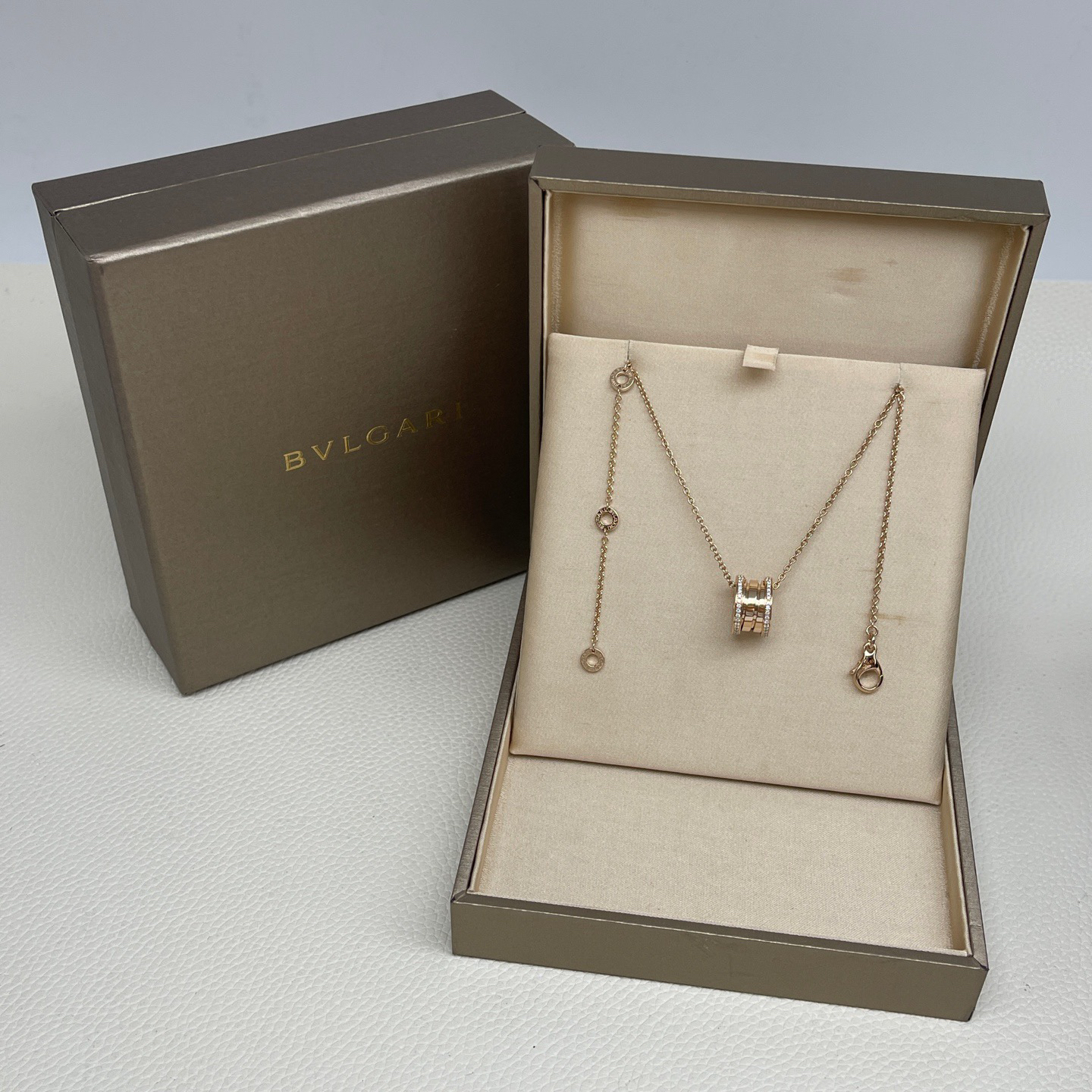99新 BVLGARI/宝格丽 B.ZERO1系列 双排钻 弹簧 18k玫瑰金 项链