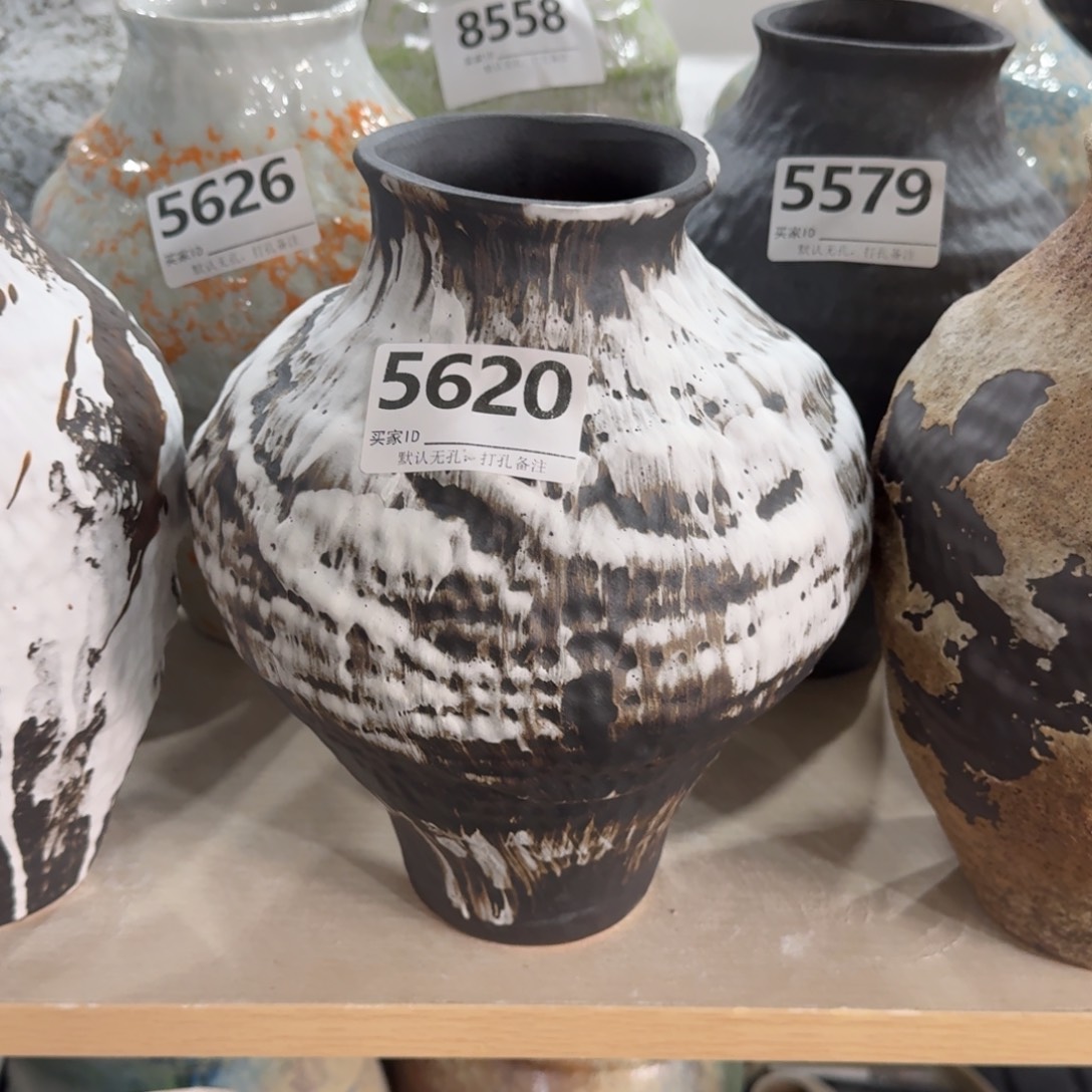 用***2陶摆件景德镇高温花瓶编码5620高28口8默认无孔