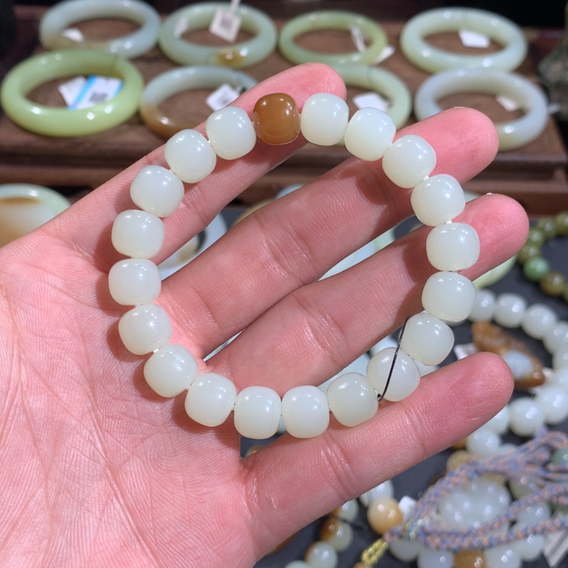 【闪购商品】和田玉手链未镶嵌新疆若羌扶果岭奶白高细手串