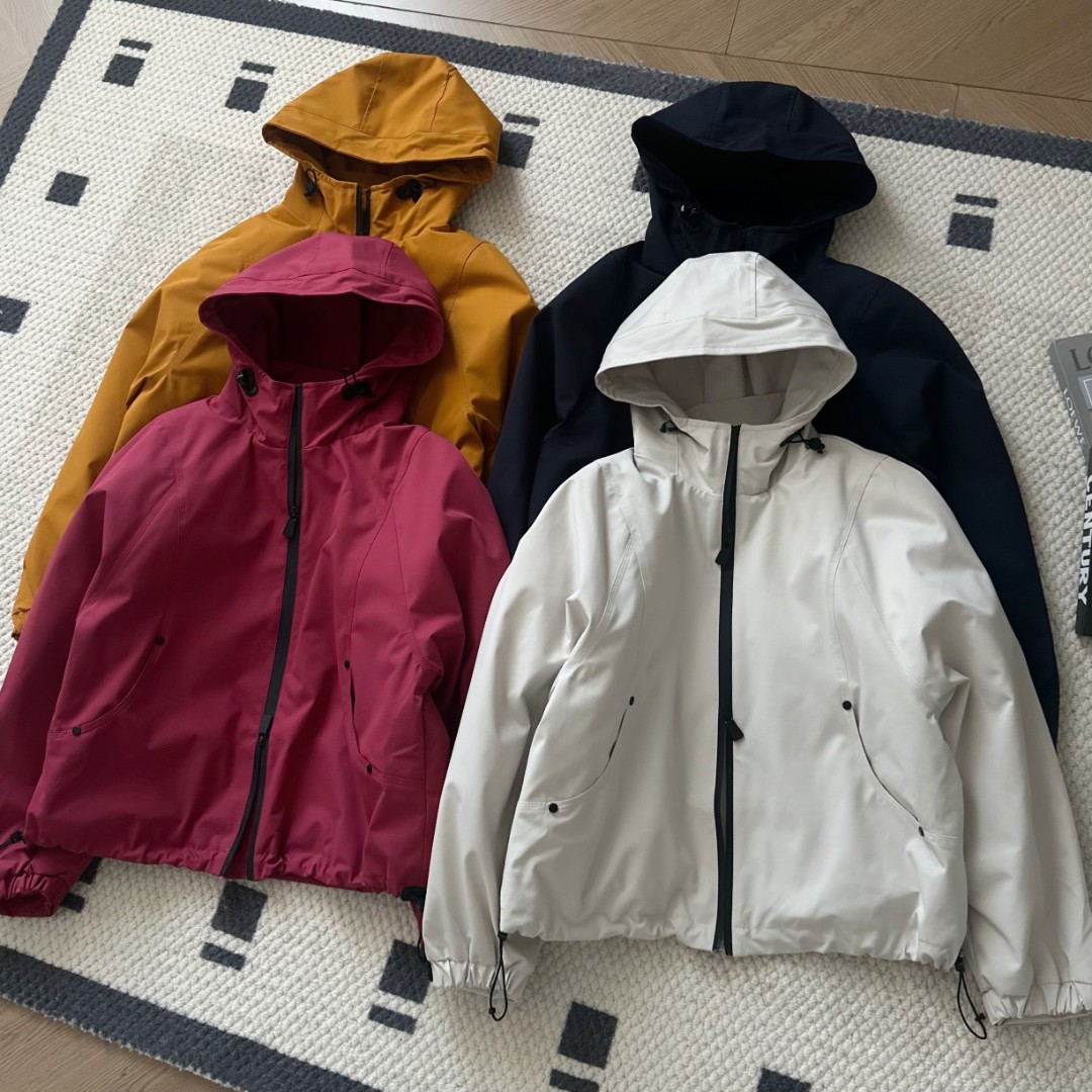 【米可家】秋冬【夹棉款】压胶双拉链弧形口袋连帽冲锋衣外套8308