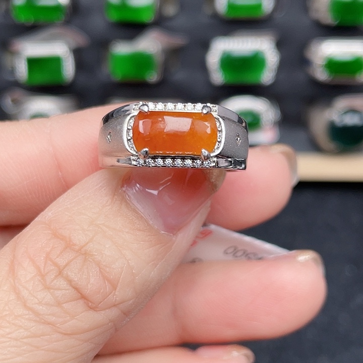 翡翠戒指银S925镶嵌没运费险编号2823