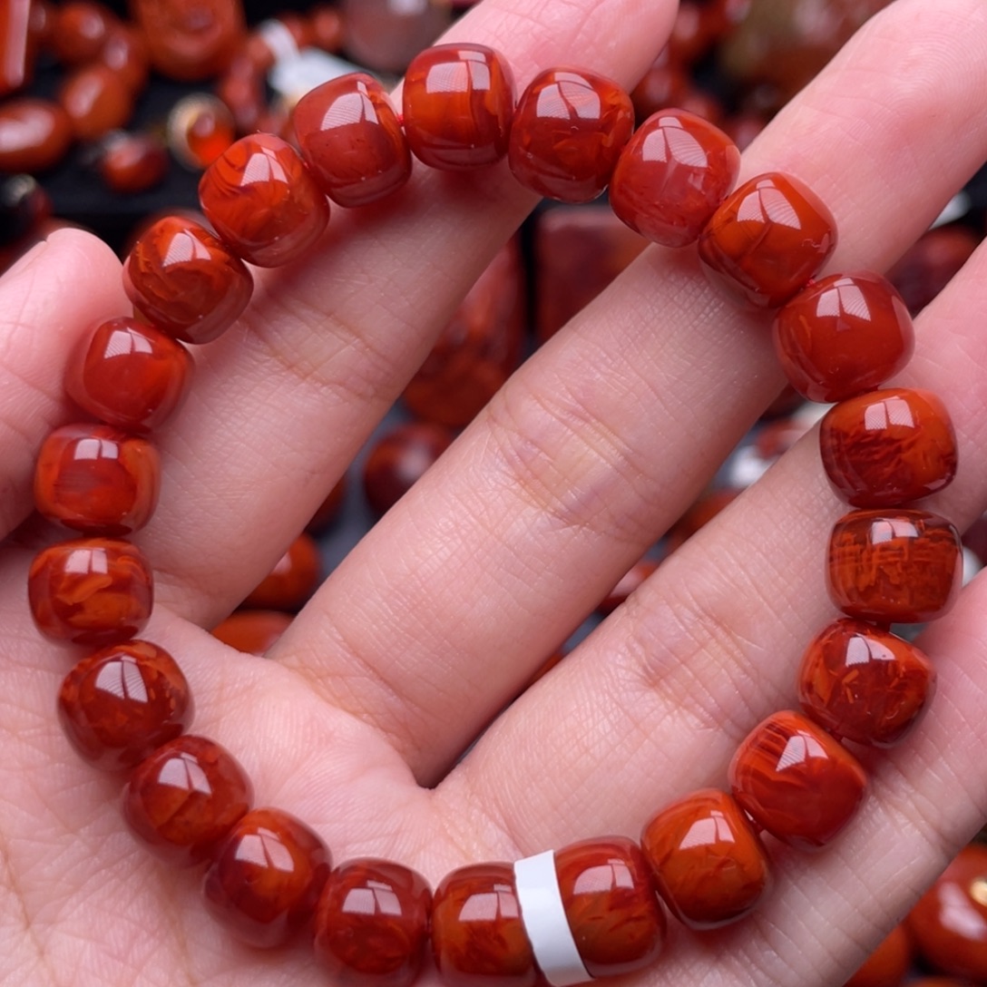 南红玛瑙未镶嵌珠宝奇石单圈10mm