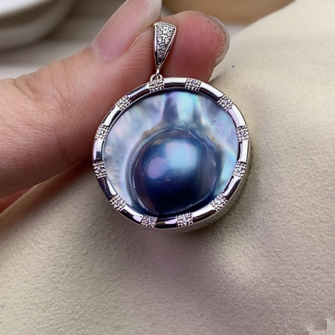 拼合珍珠（马贝珠）颈饰银S925镶嵌