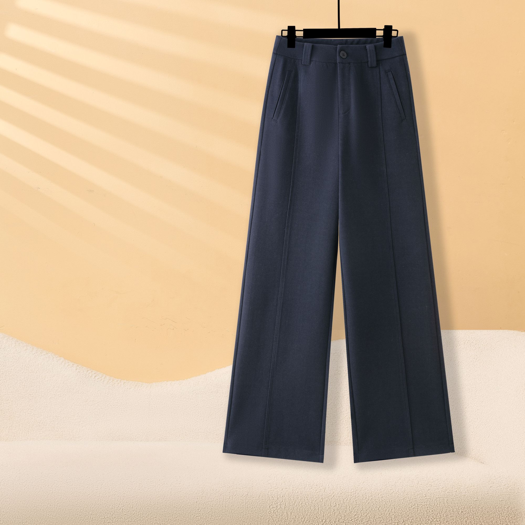 冬季羊毛A字版直筒裤新款显瘦高腰修身气质休闲百搭垂感裤时尚