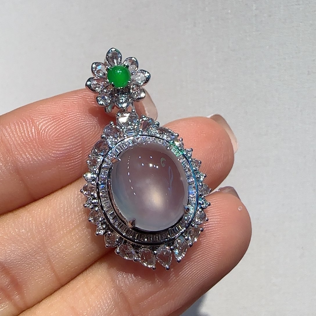 翡翠18K金镶嵌吊坠(不含链)吊坠