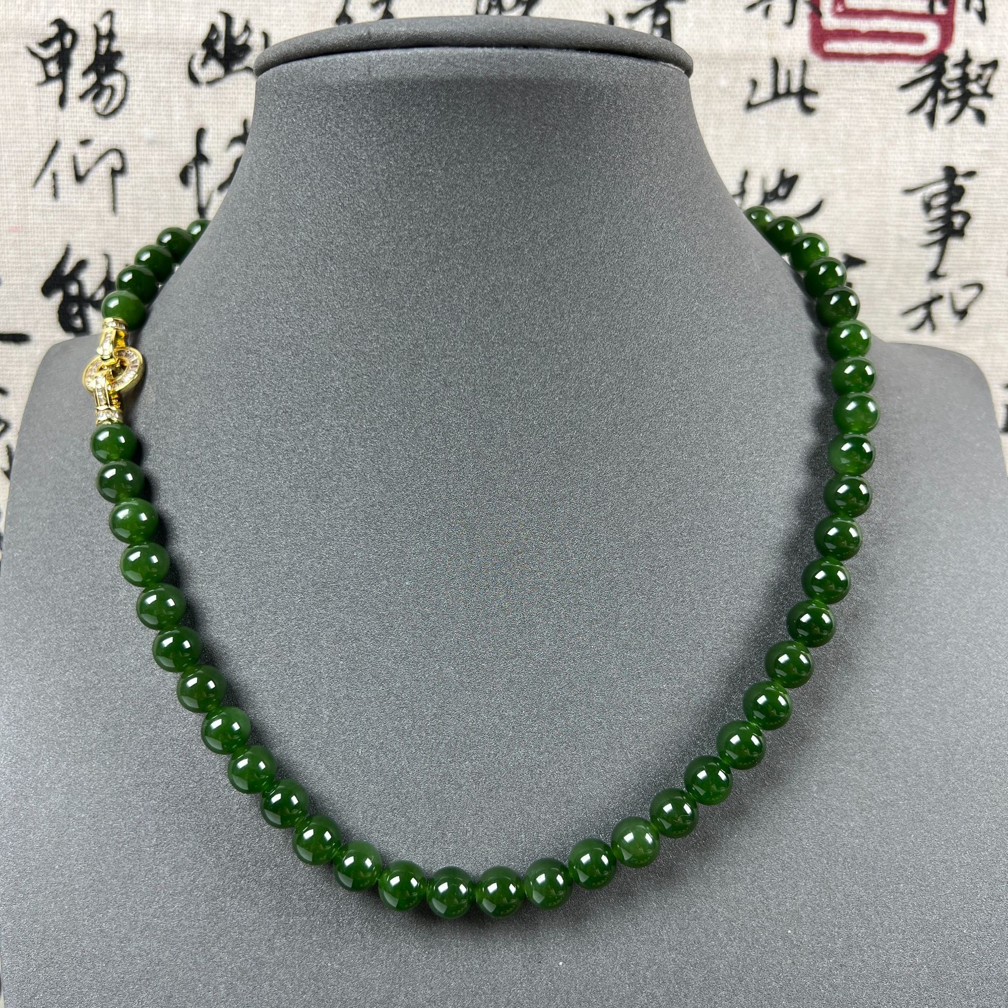 天然和田玉碧玉妈妈链菠菜绿锁骨链时尚气质女款卡8mm高货无黑点