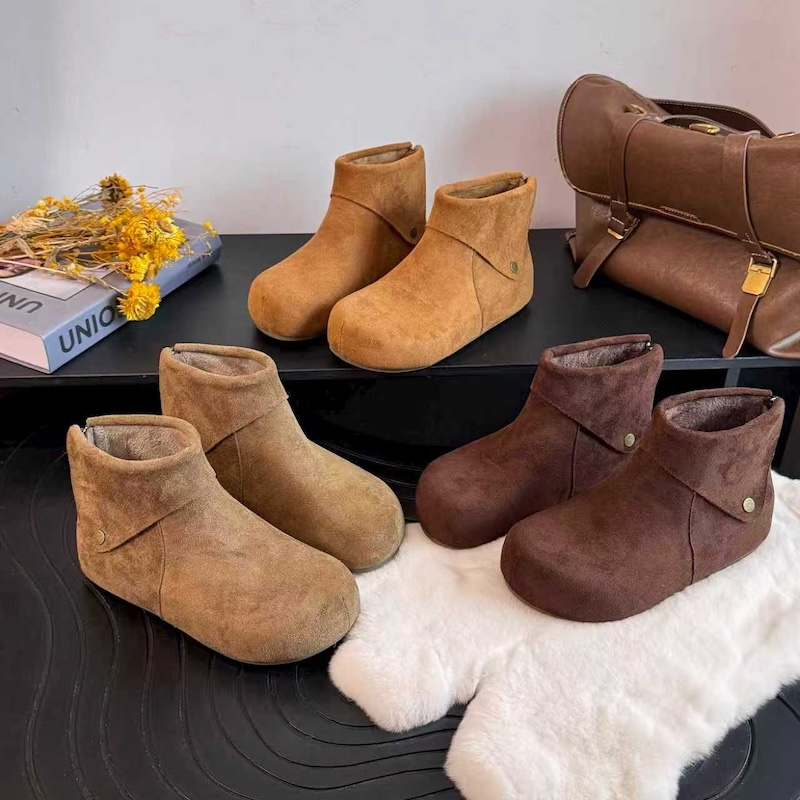 牛皮勃肯马丁靴女冬季加绒保暖厚底勃肯鞋毛毛鞋9015