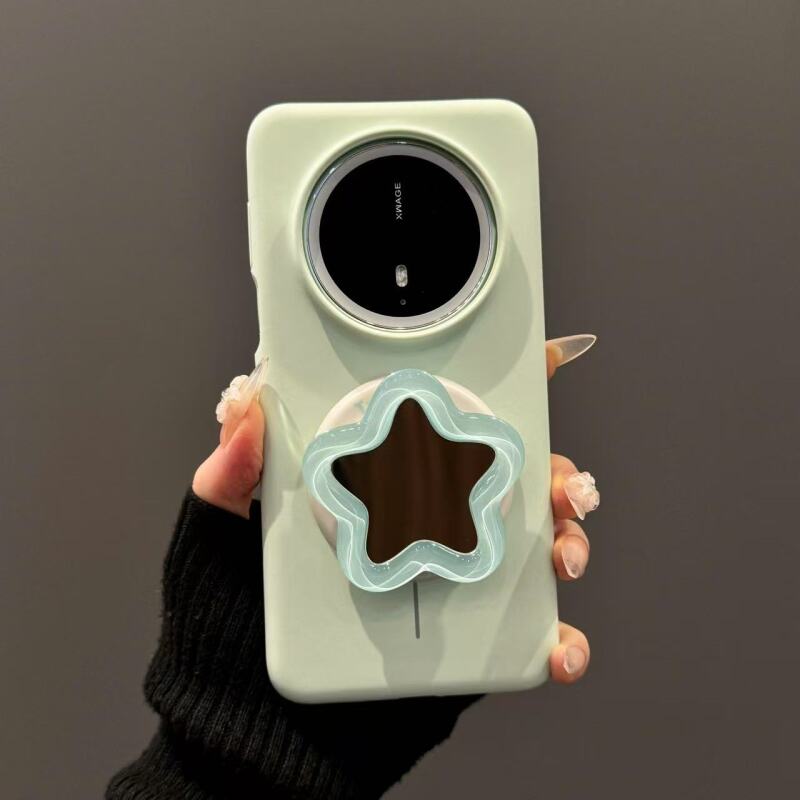绿底星星镜面磁吸支架适用华为mate70pro新款Pura70手机壳mate60
