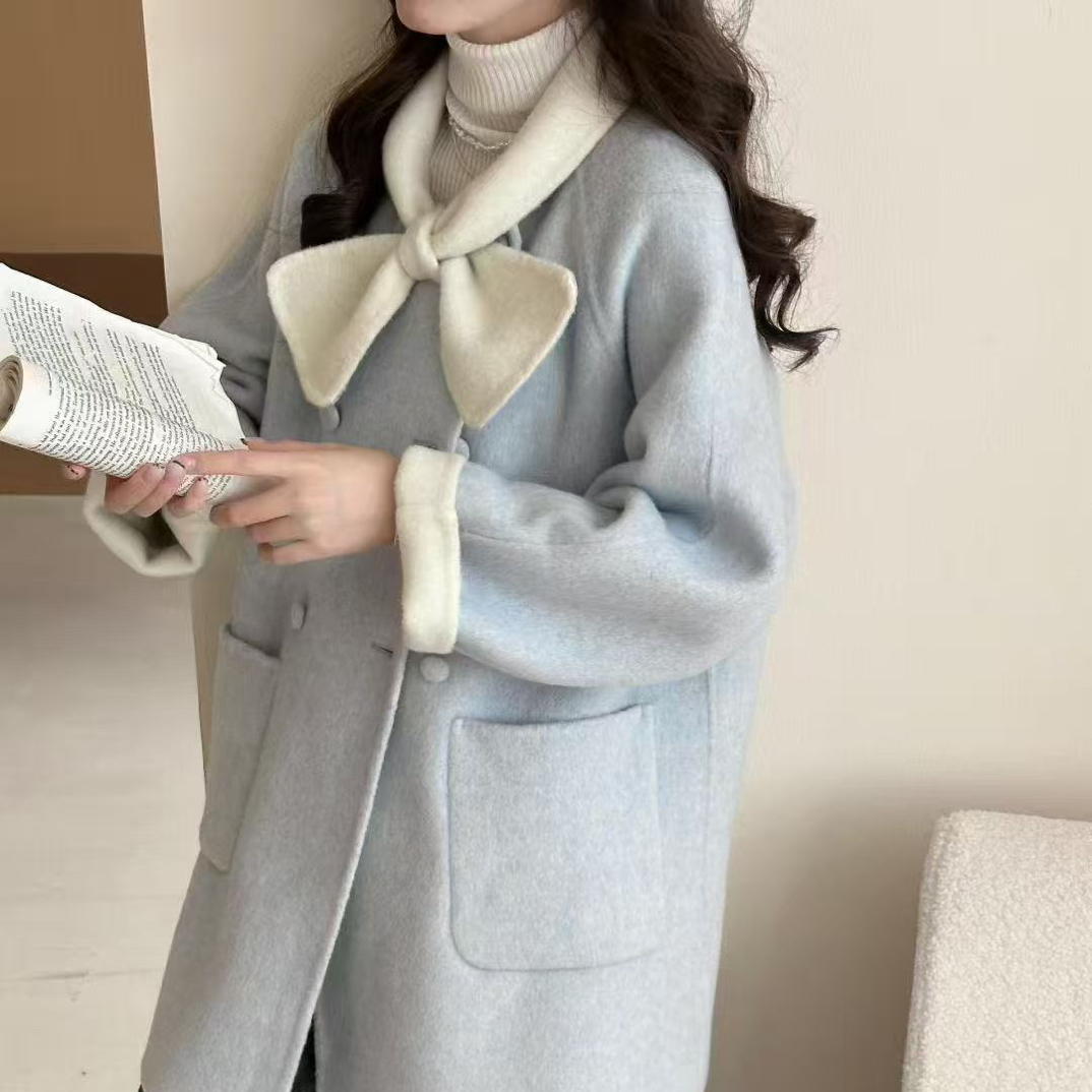 【沐子宁】冬季新款气质外套显瘦百搭时尚外套上衣韩版宽松毛呢