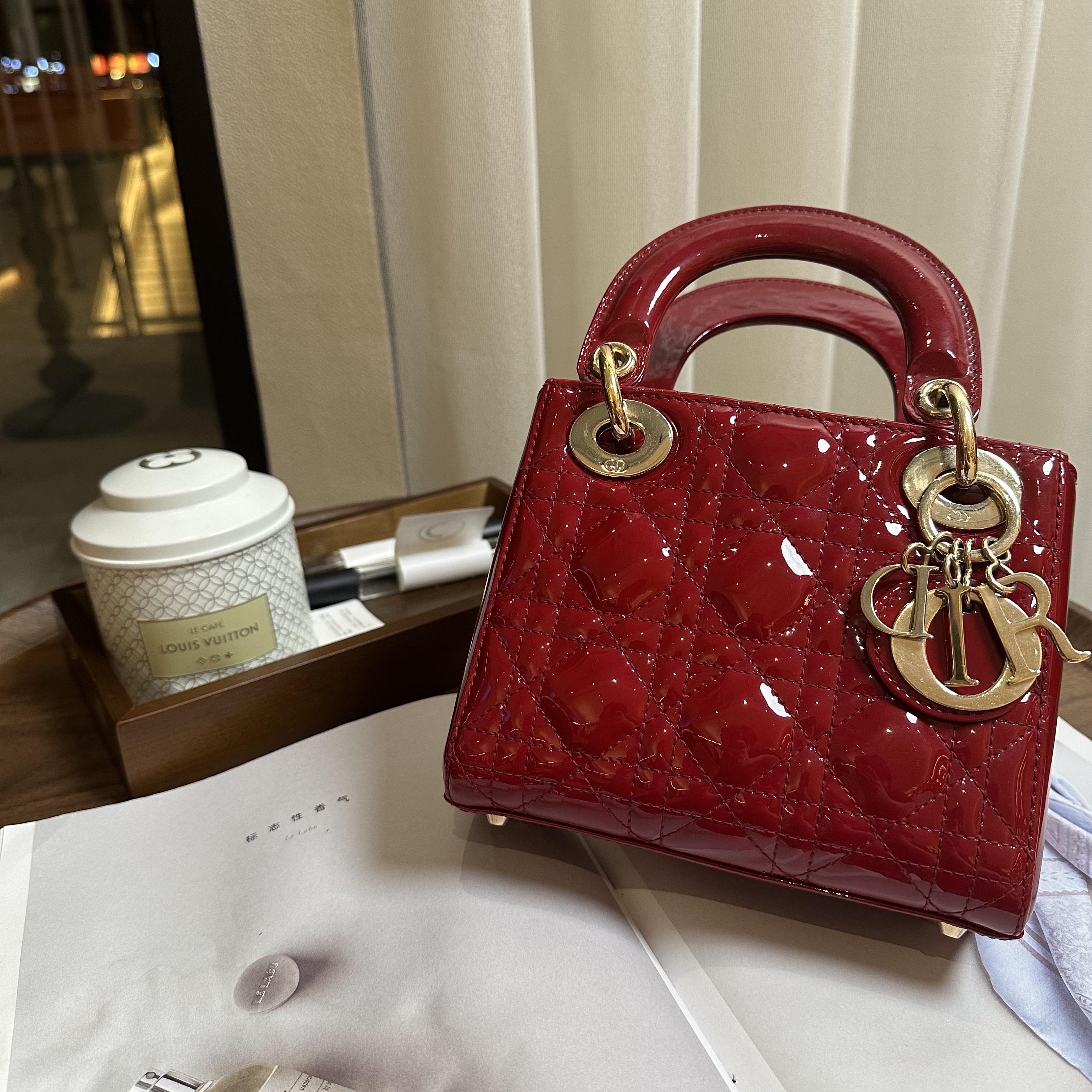 99新 DIOR/迪奥 三格戴妃漆皮红色 99新 38884964