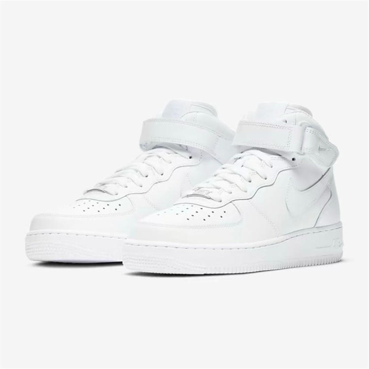 NIKE/耐克女款纯白AF1空军一号中帮流光风运动休闲板鞋DD9625-100
