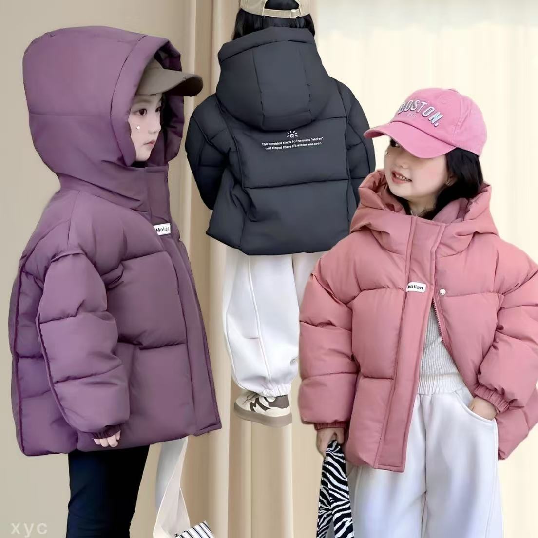 【冬季新款】加绒新款派克服衣服冬季儿童羽绒棉服中大童保暖男棉衣