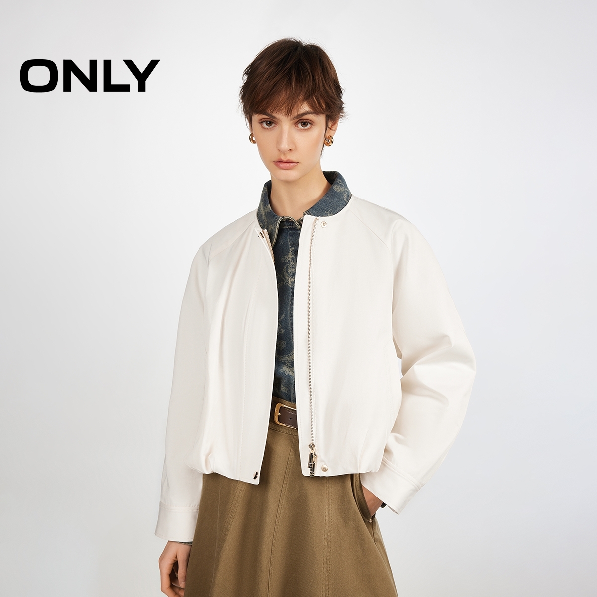 2026春季新款插肩宽松解构立体下摆圆领风衣女|126136011