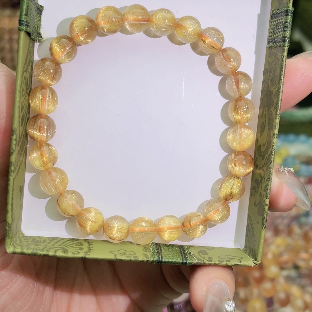 水晶手串未镶嵌猫眼钛金7mm