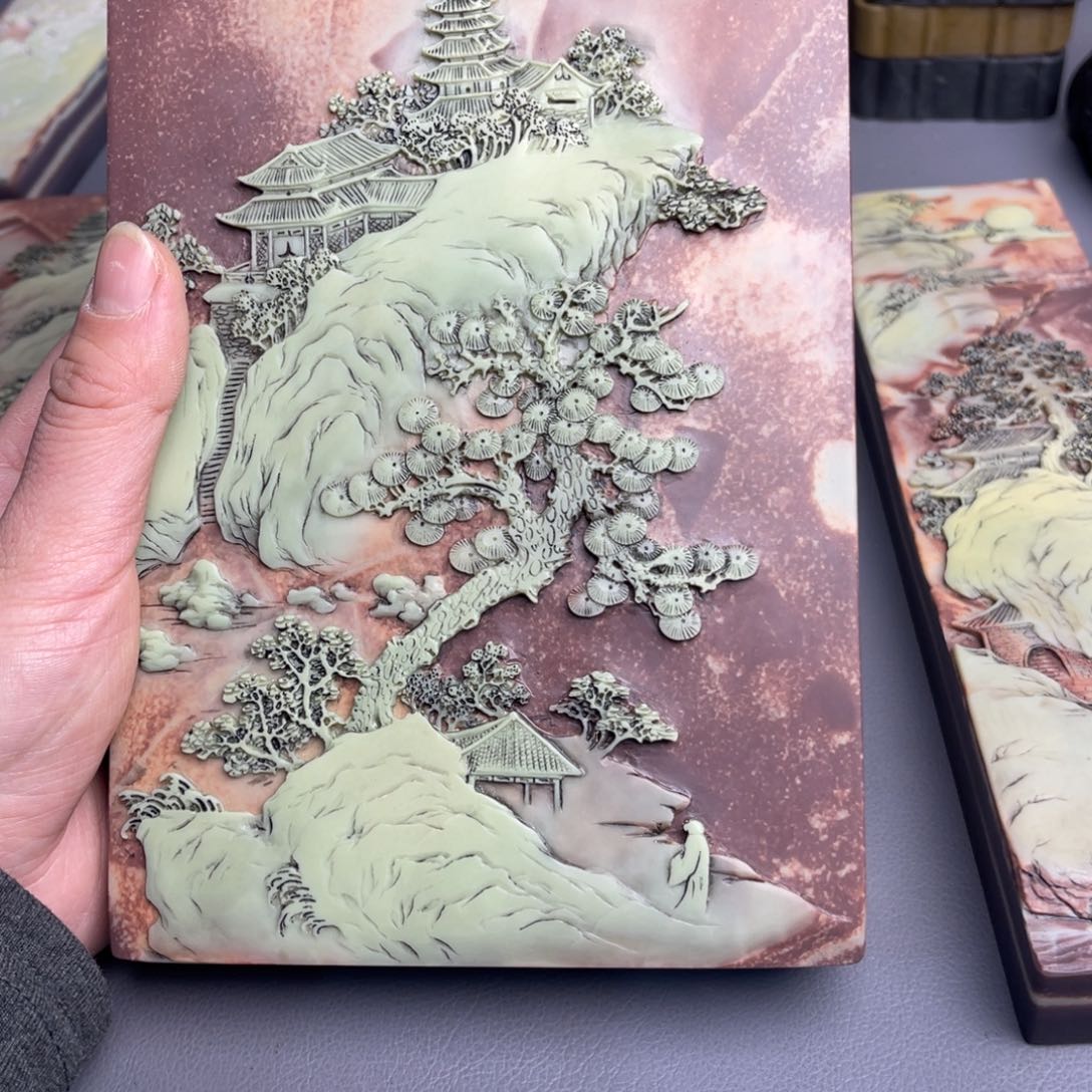 闲***人紫袍玉带扣盖砚台