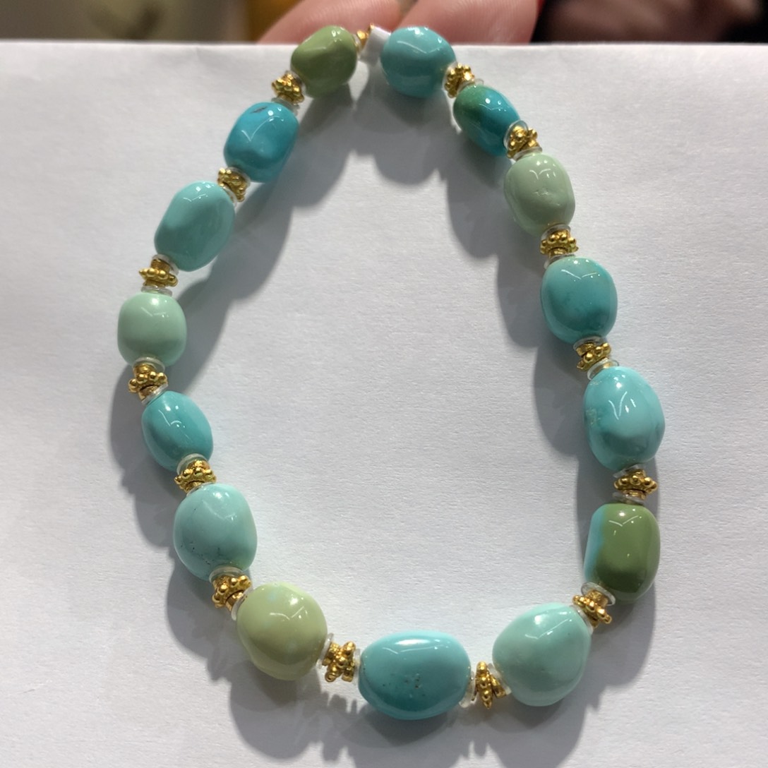 绿松石单圈银S925镶嵌