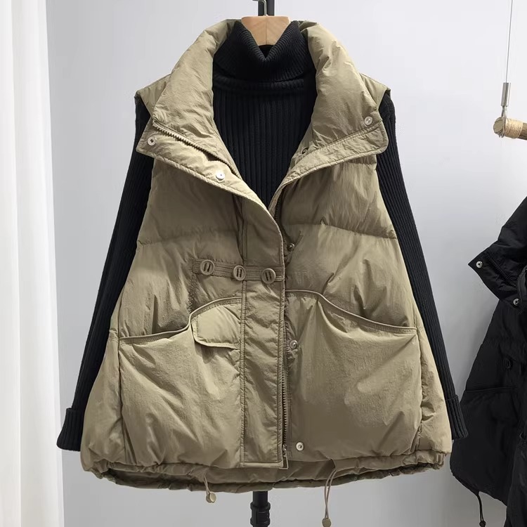 2025秋冬新款羽绒服马甲女短款时尚洋气韩版立领鸭绒背心马夹外套