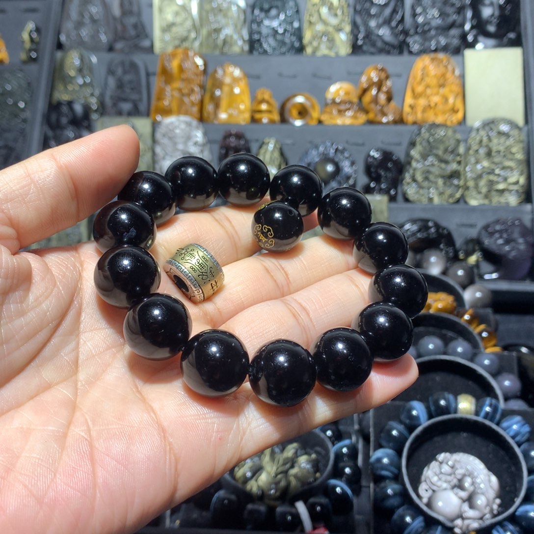 黑曜岩手链未镶嵌宽*