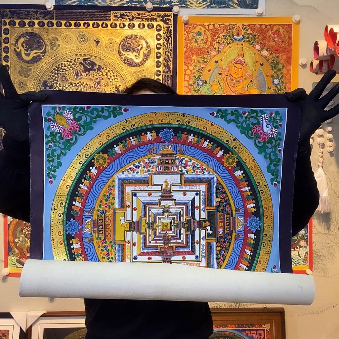 卷轴画纯手绘坛城唐卡50厘米左右