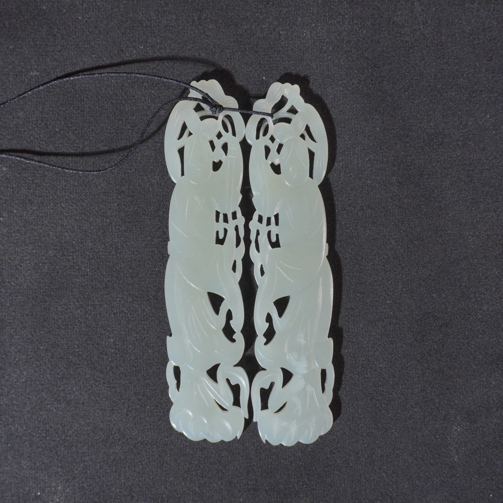 3NK10 清 和田玉花片一对