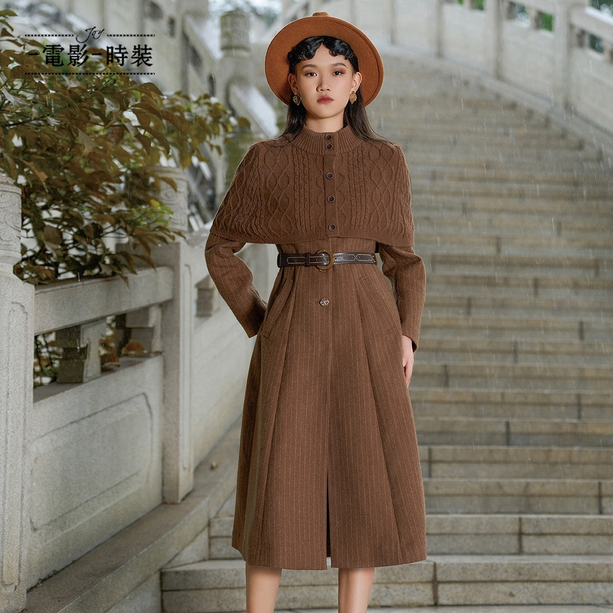 【芊芊专属】冬季新款复古双面呢特工毛呢大衣外套女士FEIL145655