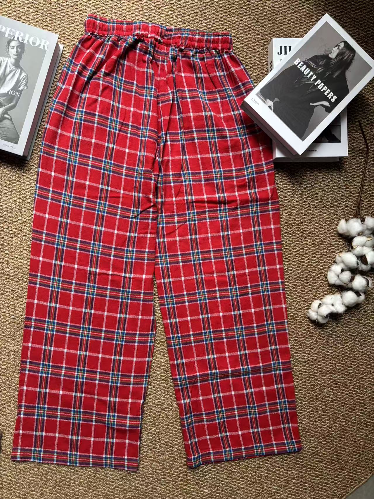 大格子高支七彩五行裤复古撞色秋冬加厚微磨毛亲肤舒适格格裤