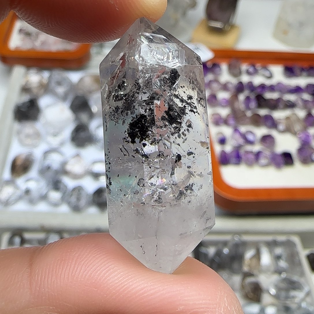 水晶未镶嵌珠宝半成品散墨长条双尖随形