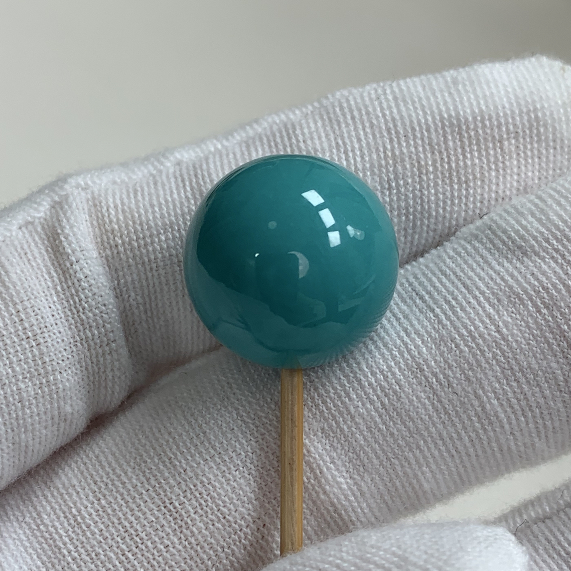 湖北原矿绿松石高瓷蓝料圆珠