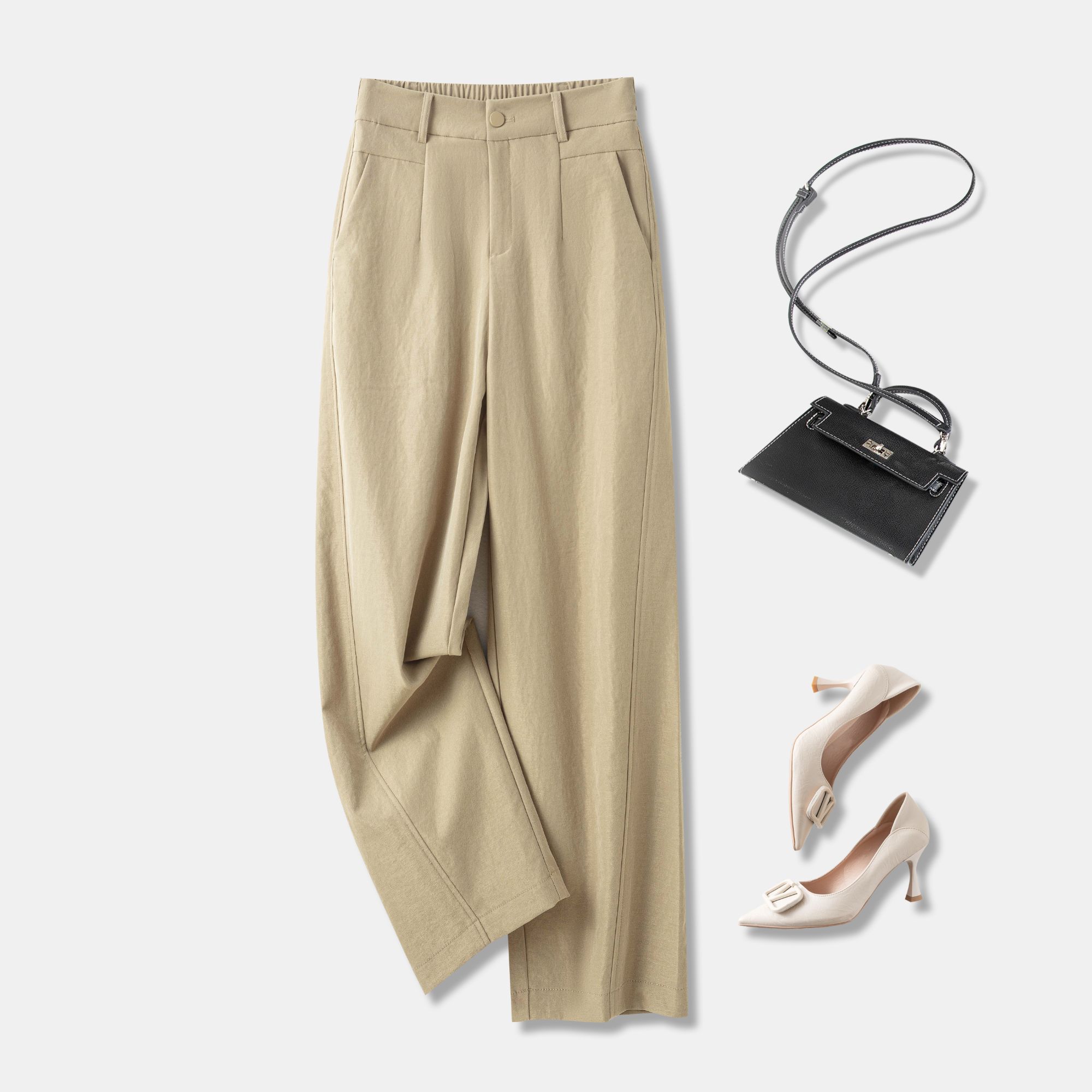 【酷丝棉】春夏新款宽松高腰弹力休闲时尚百搭显瘦九分镰刀-2516